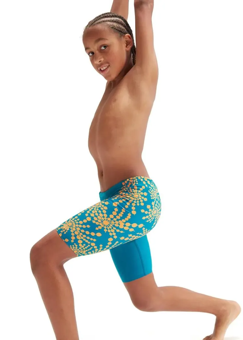 Speedo Boys Digital Allover V-Cut Jammer Ocean Depths/Carrot Cake/Apricot Jam-1